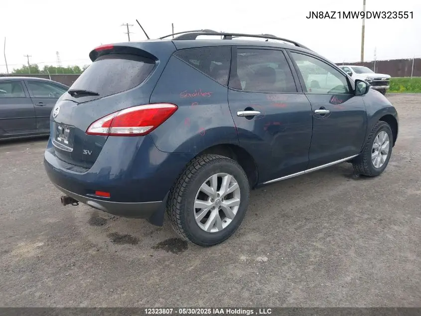 2013 Nissan Murano S/Sl/Le VIN: JN8AZ1MW9DW323551 Lot: 12323807