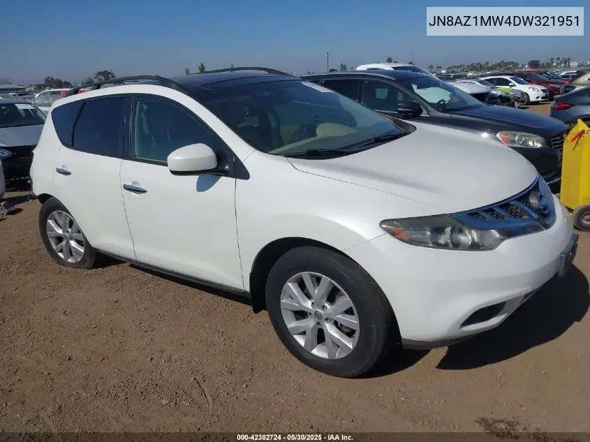 2013 Nissan Murano Sl VIN: JN8AZ1MW4DW321951 Lot: 42382724