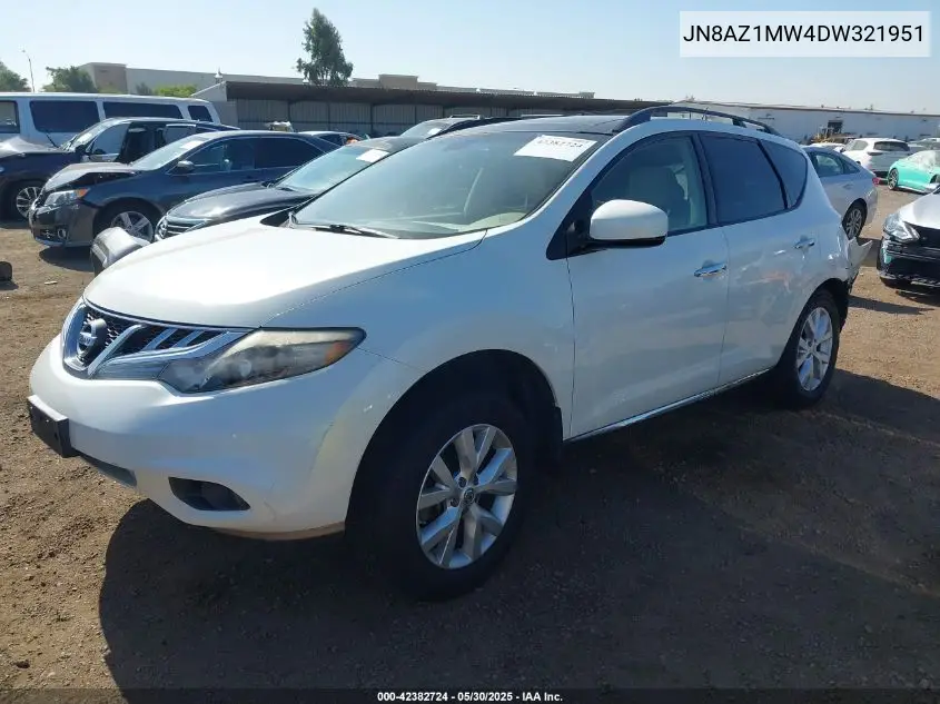 2013 Nissan Murano Sl VIN: JN8AZ1MW4DW321951 Lot: 42382724