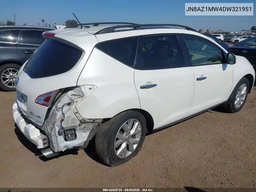 2013 Nissan Murano Sl VIN: JN8AZ1MW4DW321951 Lot: 42382724
