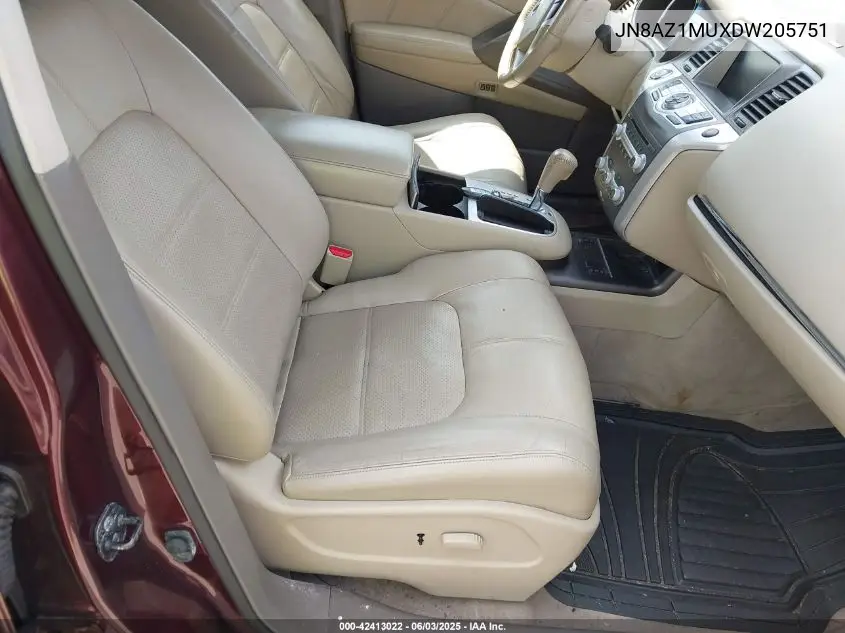 2013 Nissan Murano Sl VIN: JN8AZ1MUXDW205751 Lot: 42413022