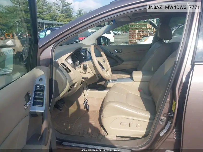 2013 Nissan Murano Sl VIN: JN8AZ1MW4DW317771 Lot: 42452868