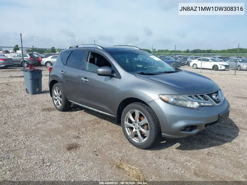 2013 Nissan Murano S/Sl/Le VIN: JN8AZ1MW1DW308316 Lot: 42489123