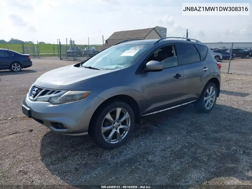 2013 Nissan Murano S/Sl/Le VIN: JN8AZ1MW1DW308316 Lot: 42489123
