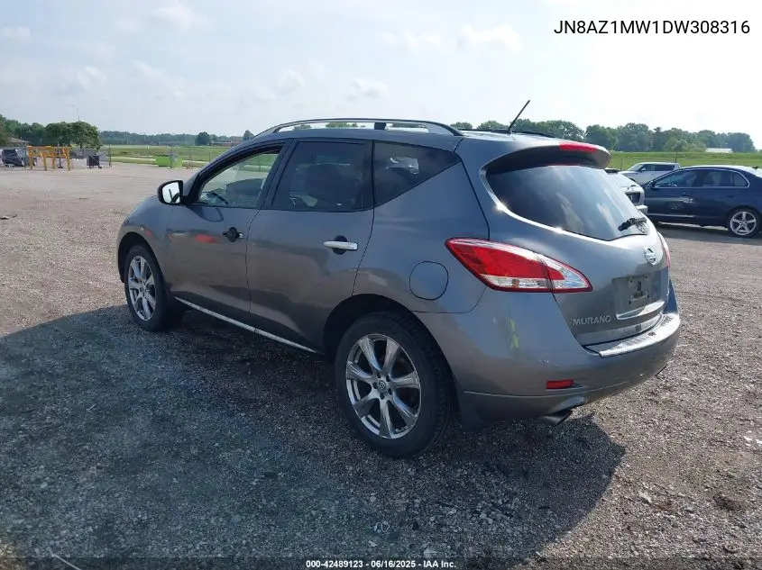 2013 Nissan Murano S/Sl/Le VIN: JN8AZ1MW1DW308316 Lot: 42489123