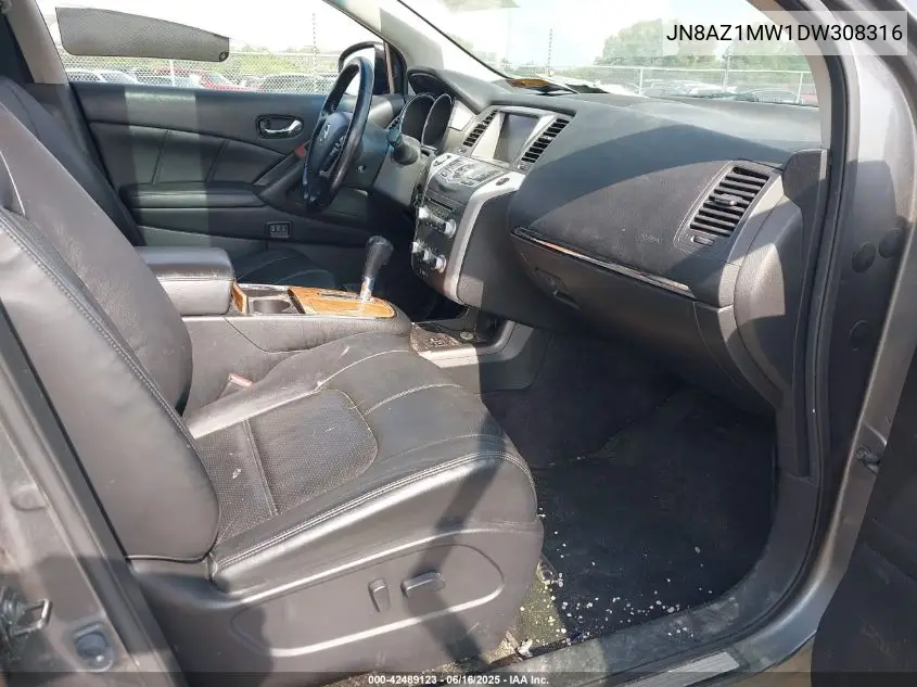 2013 Nissan Murano S/Sl/Le VIN: JN8AZ1MW1DW308316 Lot: 42489123