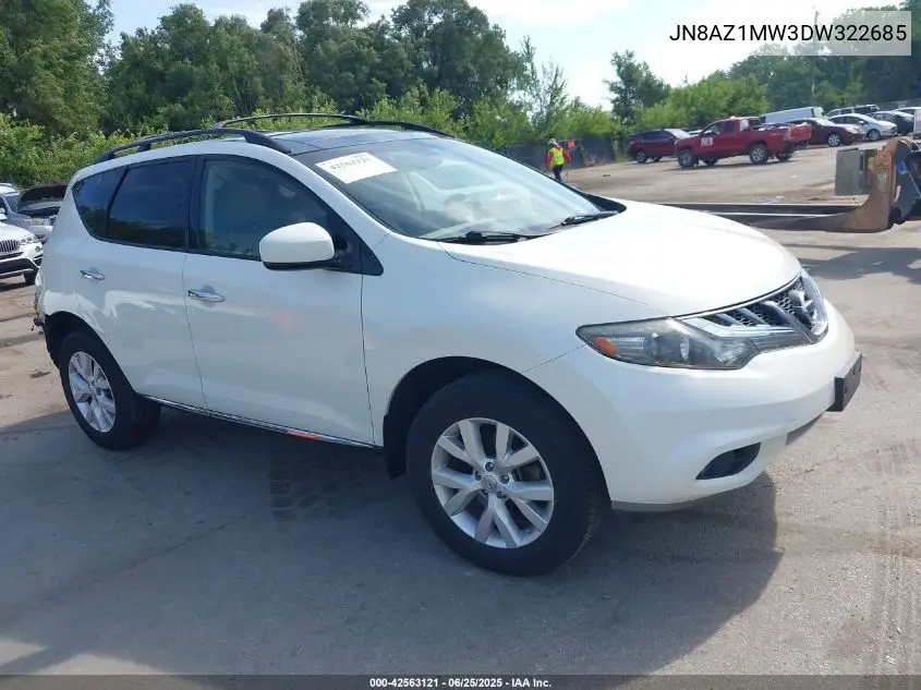 2013 Nissan Murano Sl VIN: JN8AZ1MW3DW322685 Lot: 42563121