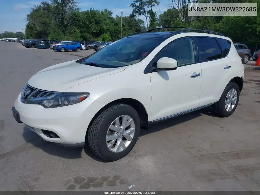 2013 Nissan Murano Sl VIN: JN8AZ1MW3DW322685 Lot: 42563121