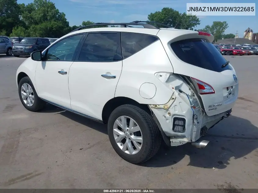 2013 Nissan Murano Sl VIN: JN8AZ1MW3DW322685 Lot: 42563121