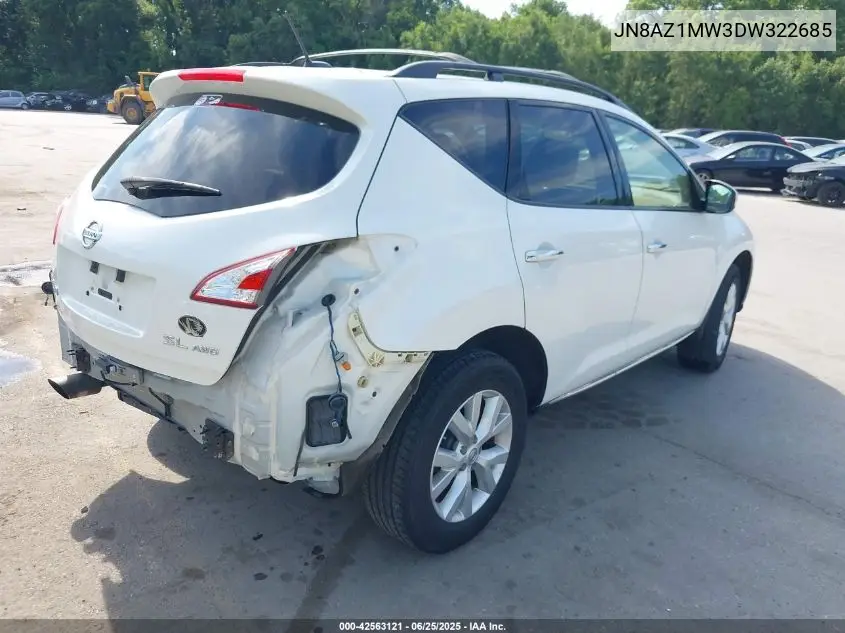 2013 Nissan Murano Sl VIN: JN8AZ1MW3DW322685 Lot: 42563121