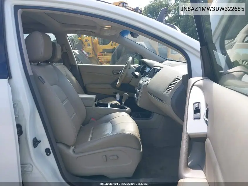 2013 Nissan Murano Sl VIN: JN8AZ1MW3DW322685 Lot: 42563121