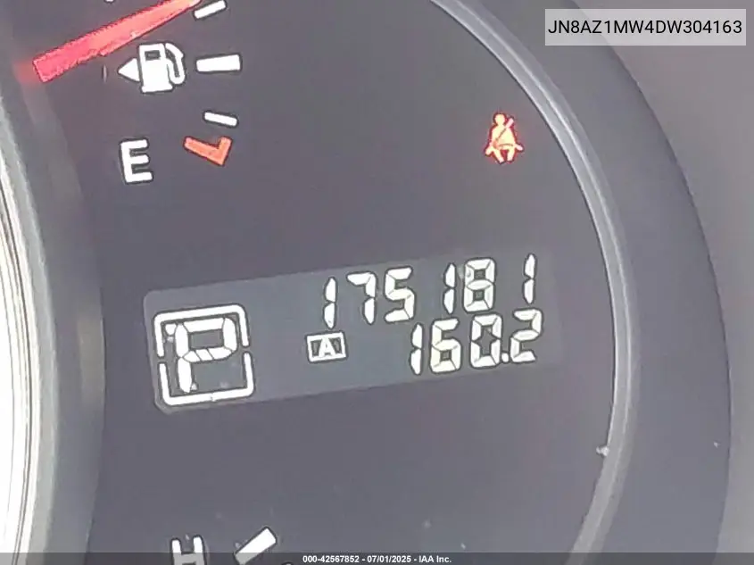 2013 Nissan Murano Sl VIN: JN8AZ1MW4DW304163 Lot: 42567852