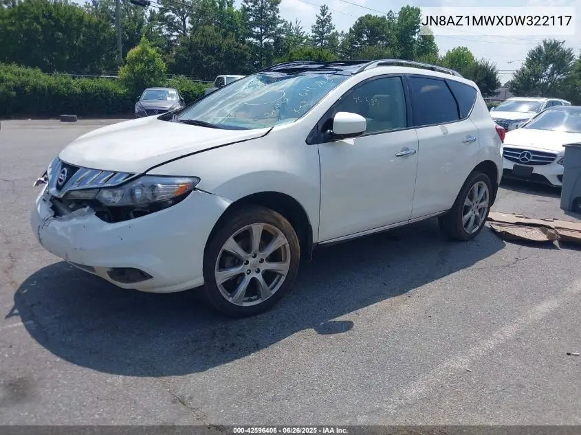 2013 Nissan Murano Le VIN: JN8AZ1MWXDW322117 Lot: 42596406