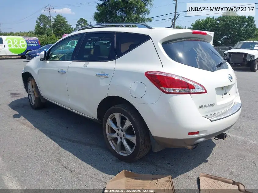 2013 Nissan Murano Le VIN: JN8AZ1MWXDW322117 Lot: 42596406