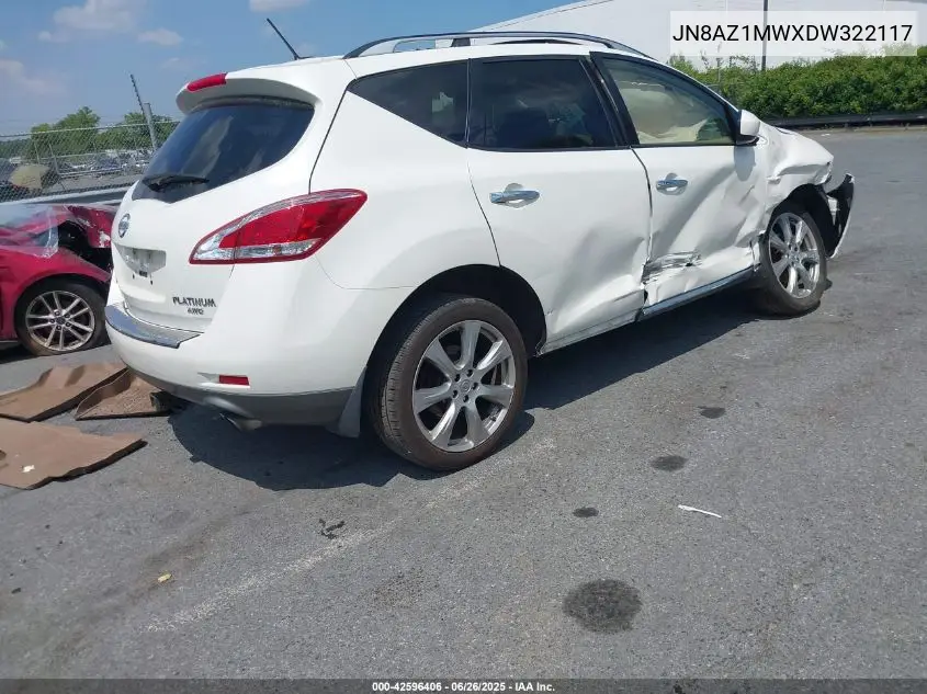 2013 Nissan Murano Le VIN: JN8AZ1MWXDW322117 Lot: 42596406