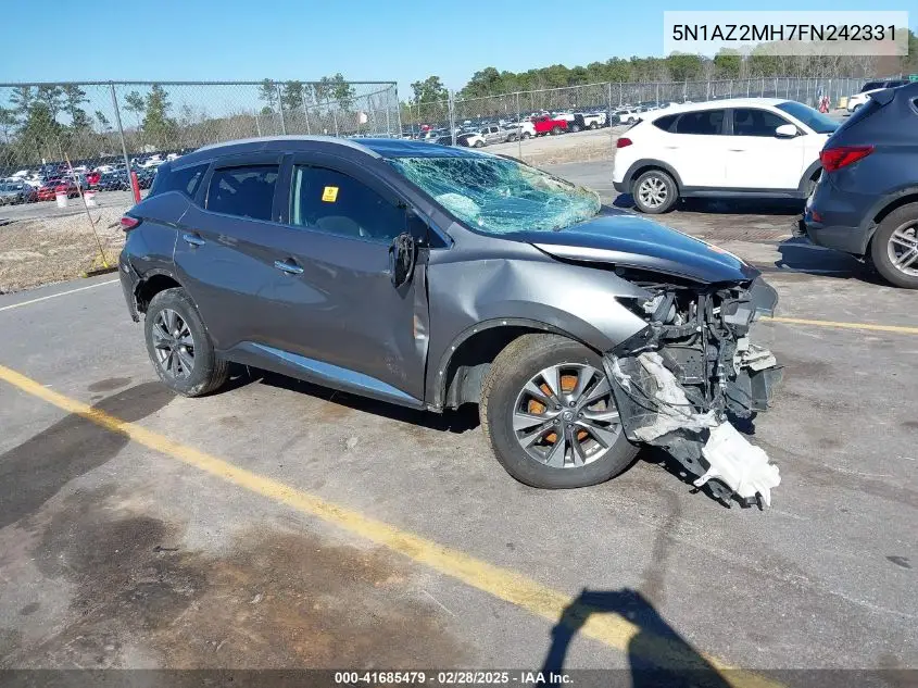 2015 Nissan Murano Sl VIN: 5N1AZ2MH7FN242331 Lot: 41685479