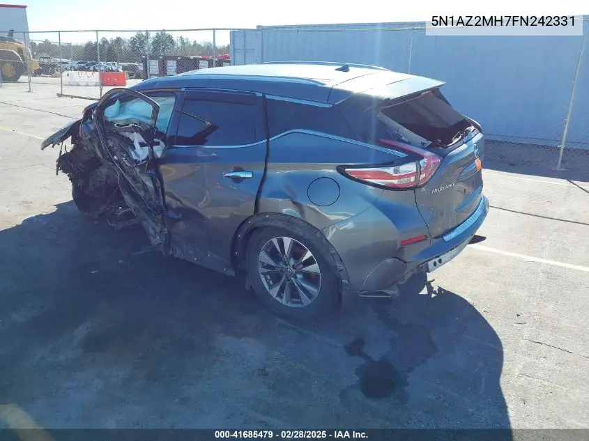 2015 Nissan Murano Sl VIN: 5N1AZ2MH7FN242331 Lot: 41685479