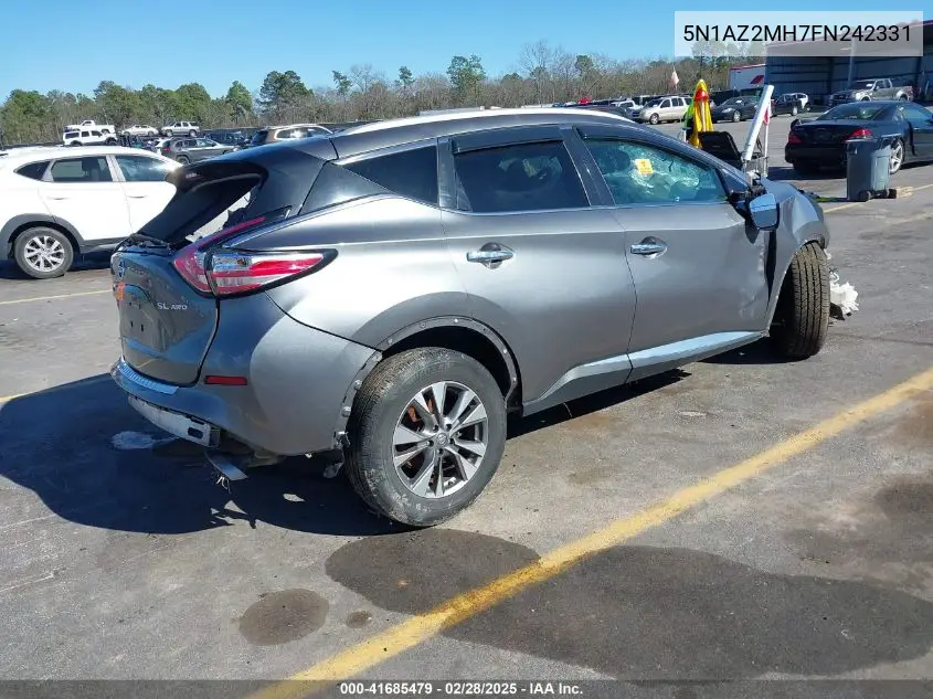 2015 Nissan Murano Sl VIN: 5N1AZ2MH7FN242331 Lot: 41685479