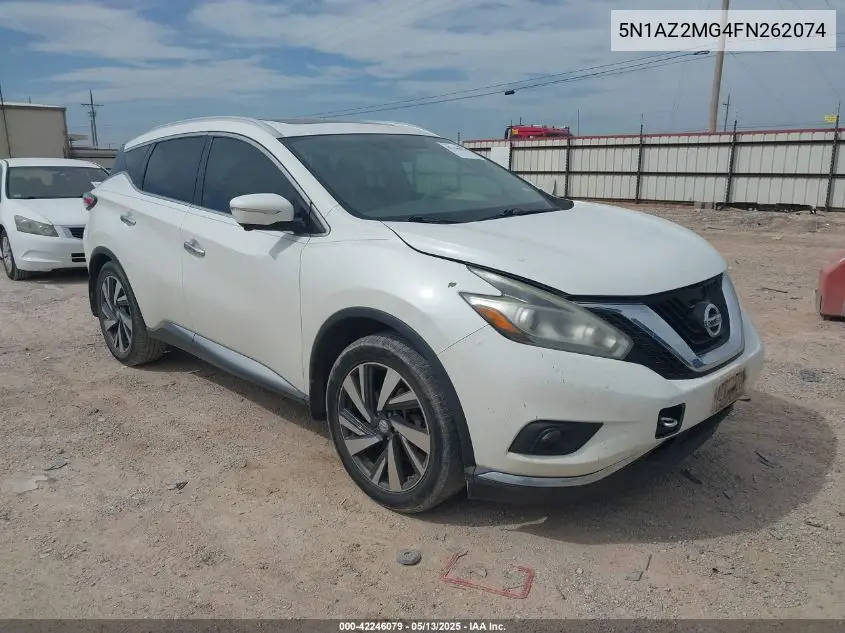 2015 Nissan Murano Platinum VIN: 5N1AZ2MG4FN262074 Lot: 42246079