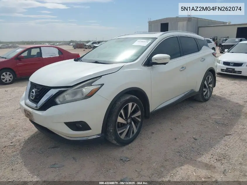 2015 Nissan Murano Platinum VIN: 5N1AZ2MG4FN262074 Lot: 42246079