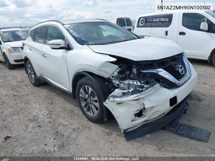 2016 Nissan Murano Platinum/Sl/Sv VIN: 5N1AZ2MH9GN100502 Lot: 12349061