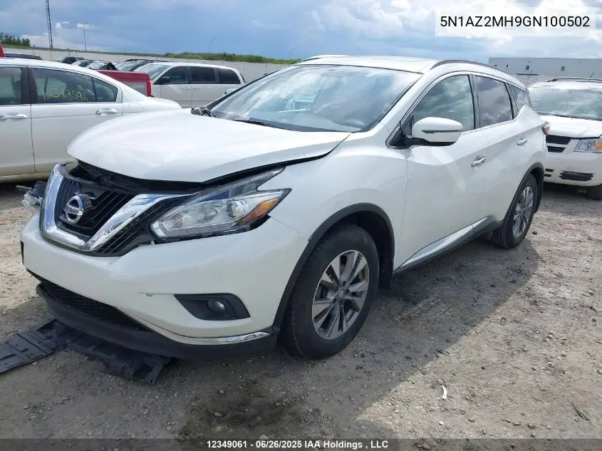 2016 Nissan Murano Platinum/Sl/Sv VIN: 5N1AZ2MH9GN100502 Lot: 12349061