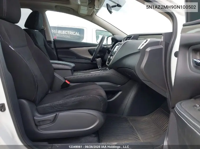 2016 Nissan Murano Platinum/Sl/Sv VIN: 5N1AZ2MH9GN100502 Lot: 12349061