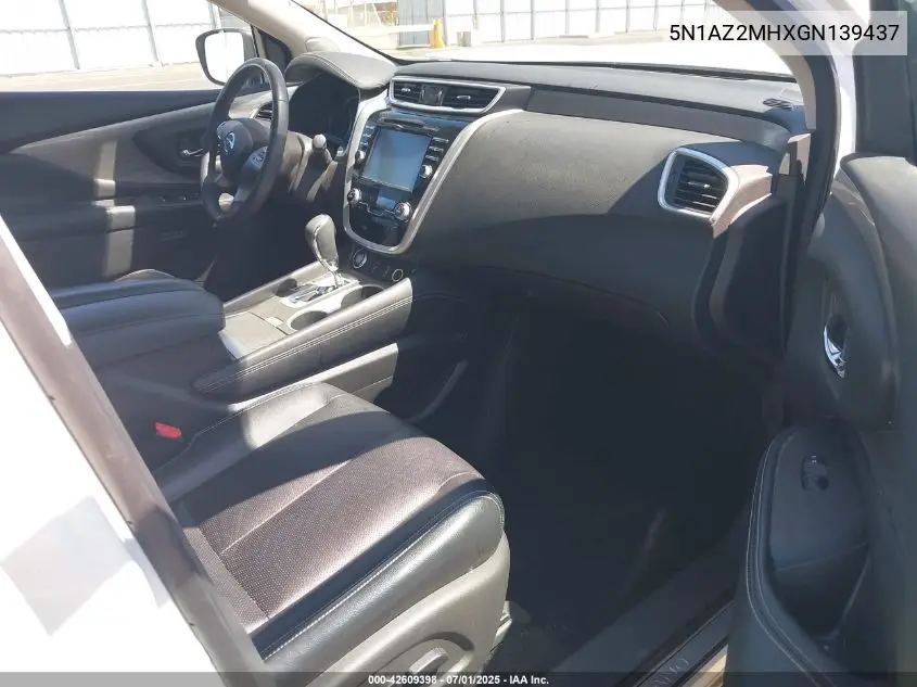 2016 Nissan Murano Sl VIN: 5N1AZ2MHXGN139437 Lot: 42609398