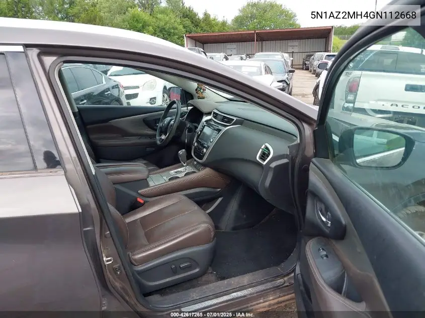 2016 Nissan Murano Sl VIN: 5N1AZ2MH4GN112668 Lot: 42617265