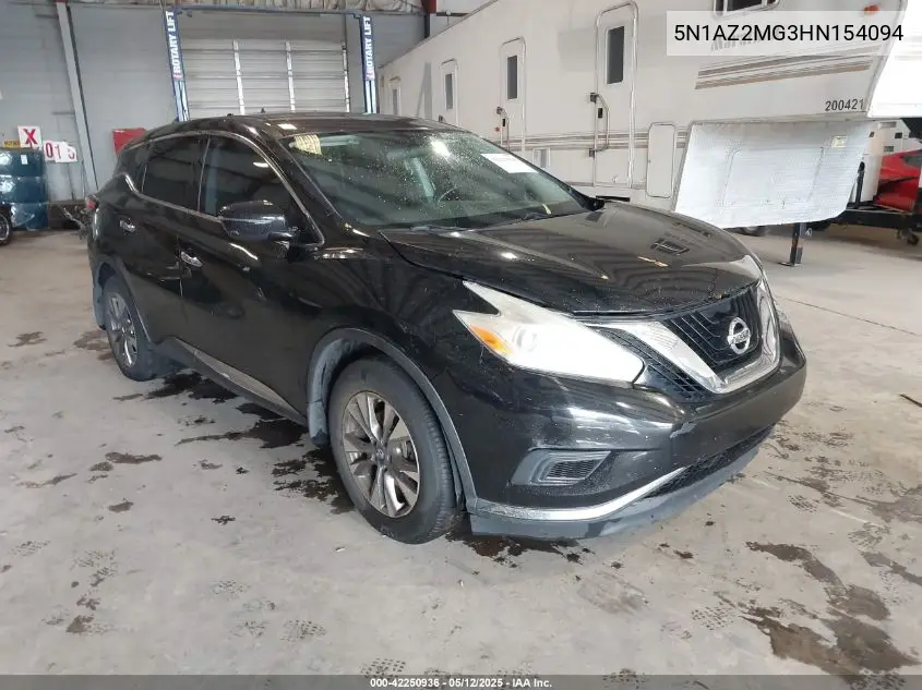 2017 Nissan Murano S VIN: 5N1AZ2MG3HN154094 Lot: 42250936