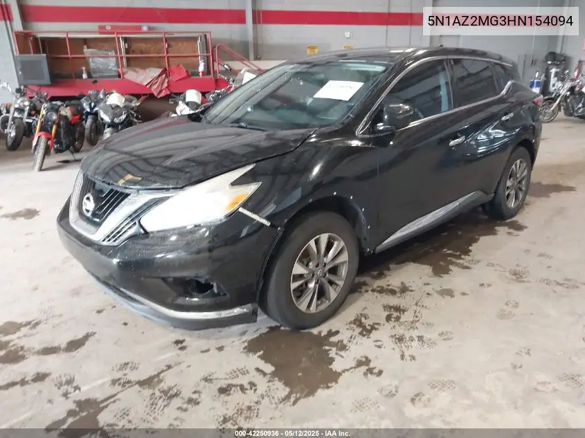 2017 Nissan Murano S VIN: 5N1AZ2MG3HN154094 Lot: 42250936