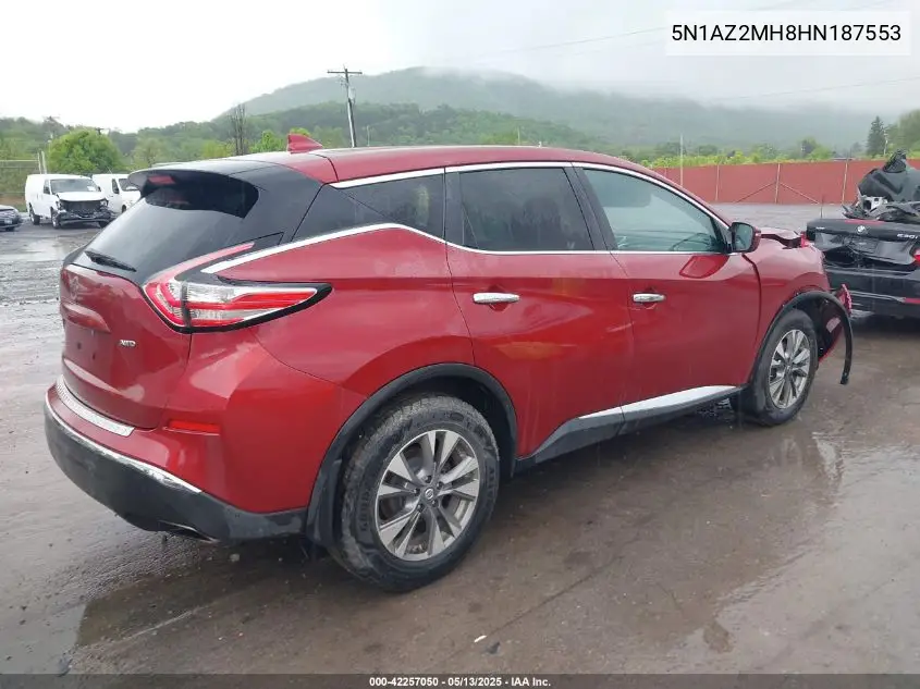 2017 Nissan Murano S VIN: 5N1AZ2MH8HN187553 Lot: 42257050