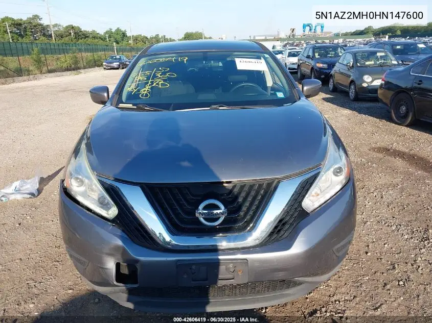 2017 Nissan Murano S VIN: 5N1AZ2MH0HN147600 Lot: 42606419