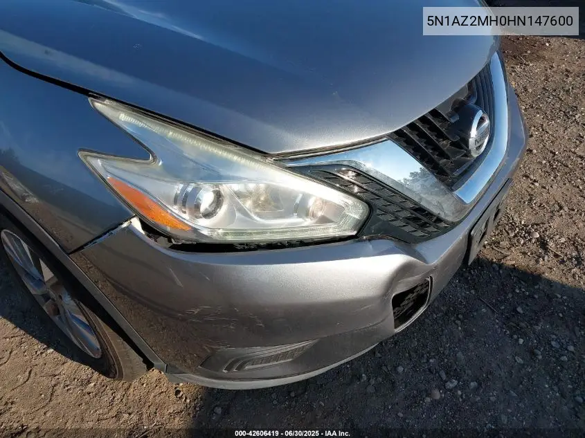 2017 Nissan Murano S VIN: 5N1AZ2MH0HN147600 Lot: 42606419