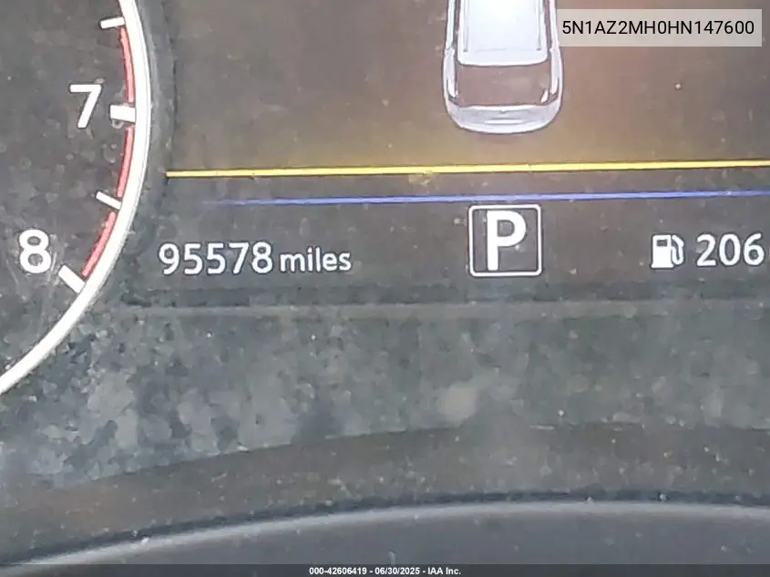 2017 Nissan Murano S VIN: 5N1AZ2MH0HN147600 Lot: 42606419