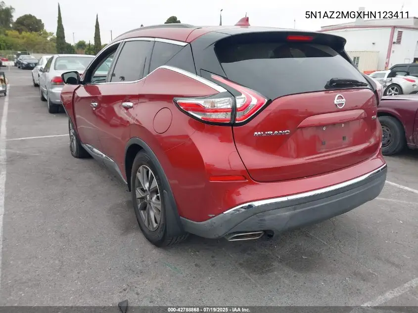 2017 Nissan Murano Sv VIN: 5N1AZ2MGXHN123411 Lot: 42788868