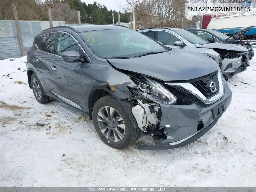 2018 Nissan Murano S/Sl/Sv/Platinum VIN: 5N1AZ2MG2JN118645 Lot: 12205459