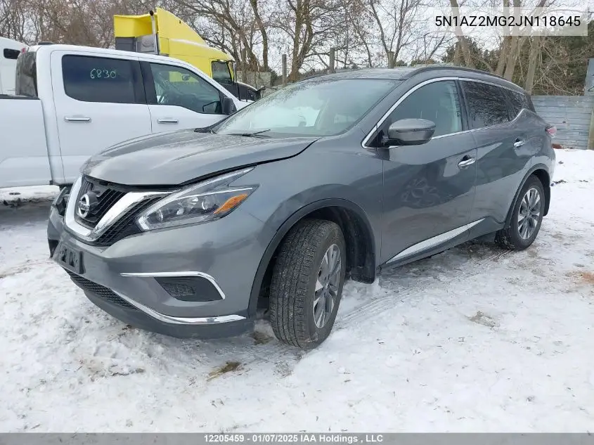 2018 Nissan Murano S/Sl/Sv/Platinum VIN: 5N1AZ2MG2JN118645 Lot: 12205459