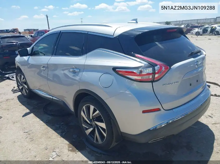 2018 Nissan Murano Platinum VIN: 5N1AZ2MG3JN109288 Lot: 42249243