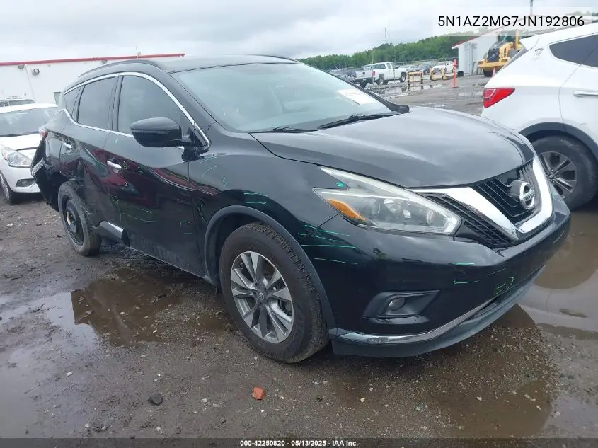 2018 Nissan Murano Sv VIN: 5N1AZ2MG7JN192806 Lot: 42250820