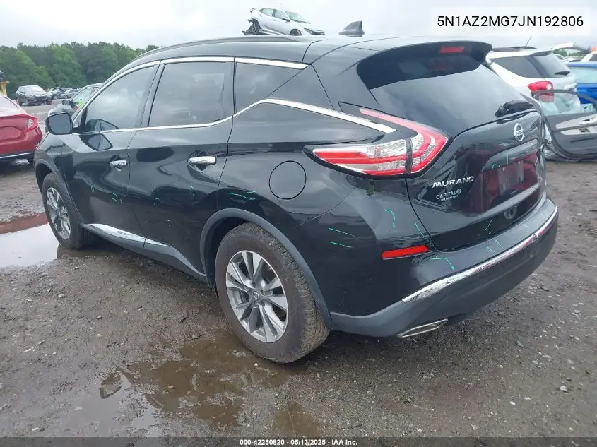 2018 Nissan Murano Sv VIN: 5N1AZ2MG7JN192806 Lot: 42250820