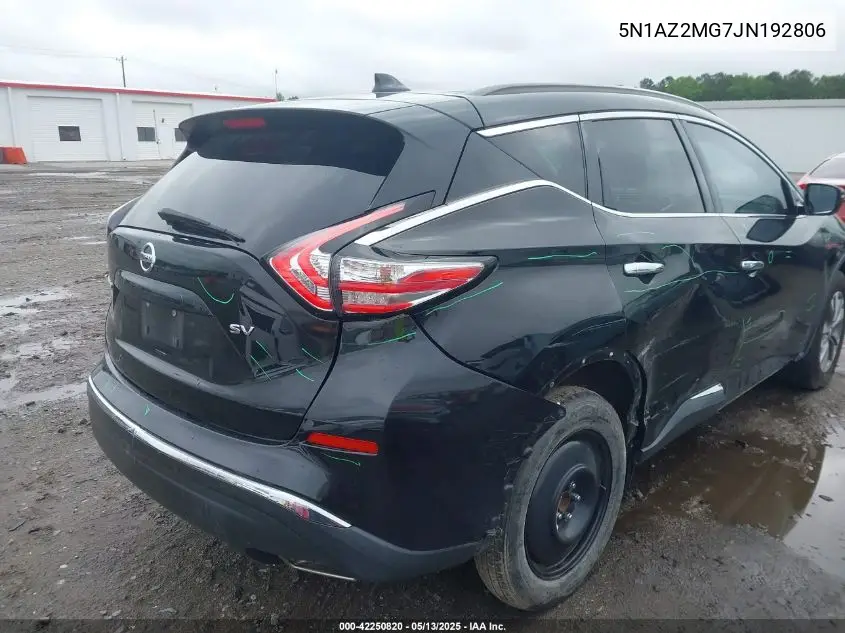 2018 Nissan Murano Sv VIN: 5N1AZ2MG7JN192806 Lot: 42250820