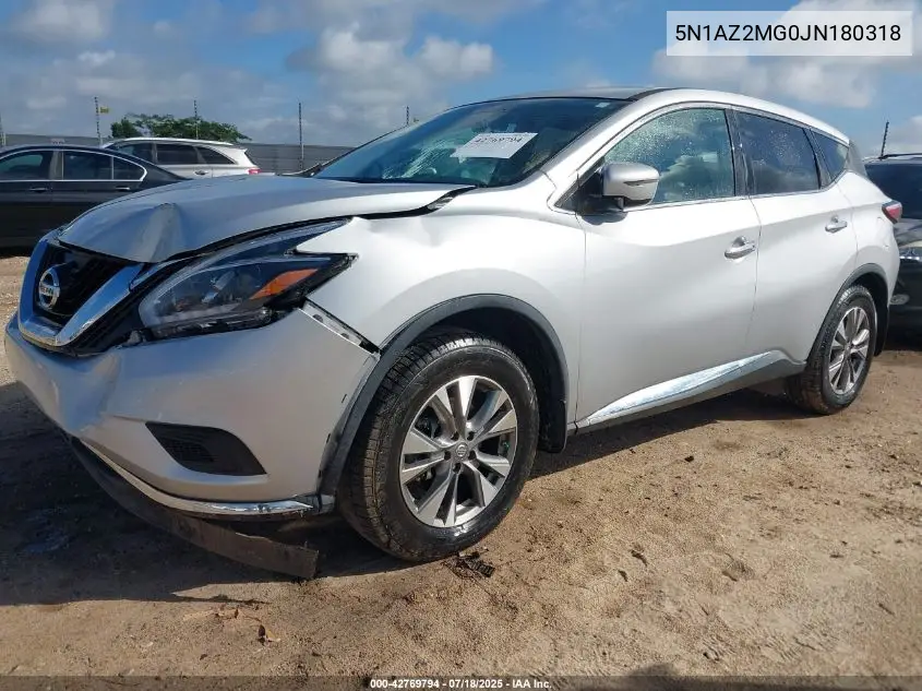 2018 Nissan Murano S VIN: 5N1AZ2MG0JN180318 Lot: 42769794