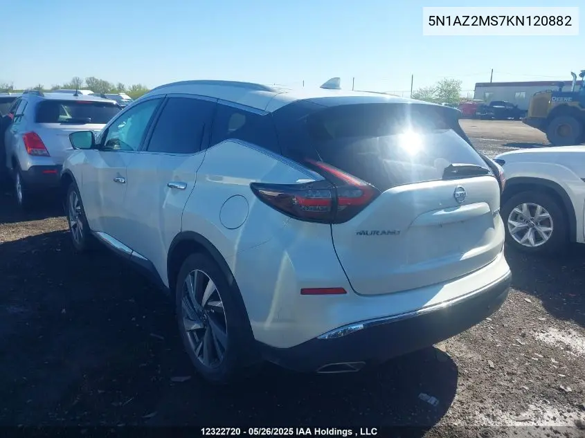 5N1AZ2MS7KN120882 2019 Nissan Murano S/Sl/Sv/Platinum