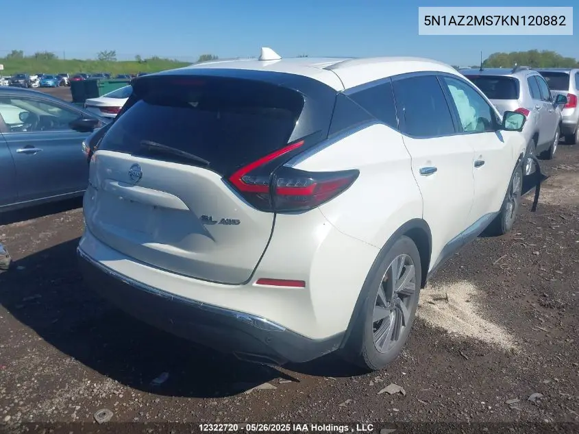 5N1AZ2MS7KN120882 2019 Nissan Murano S/Sl/Sv/Platinum