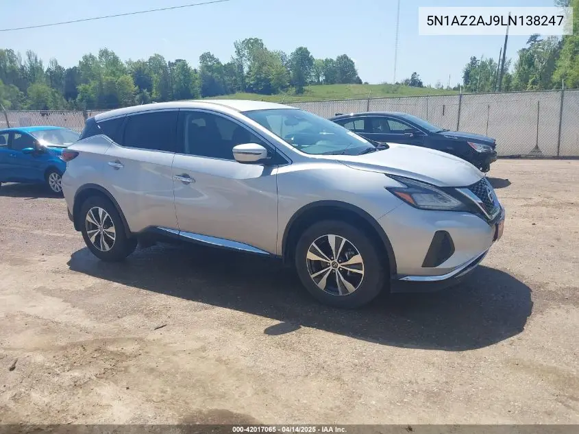 2020 Nissan Murano S Fwd VIN: 5N1AZ2AJ9LN138247 Lot: 42017065