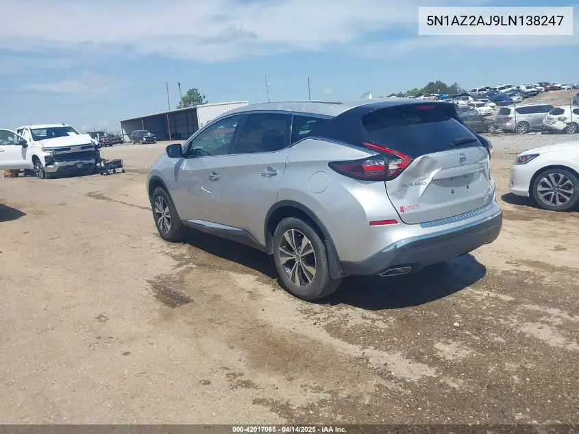 2020 Nissan Murano S Fwd VIN: 5N1AZ2AJ9LN138247 Lot: 42017065