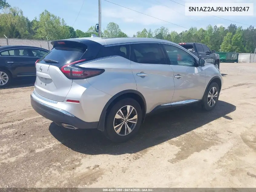 2020 Nissan Murano S Fwd VIN: 5N1AZ2AJ9LN138247 Lot: 42017065