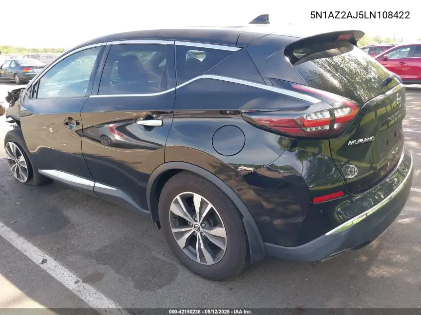 2020 Nissan Murano S Fwd VIN: 5N1AZ2AJ5LN108422 Lot: 42150238