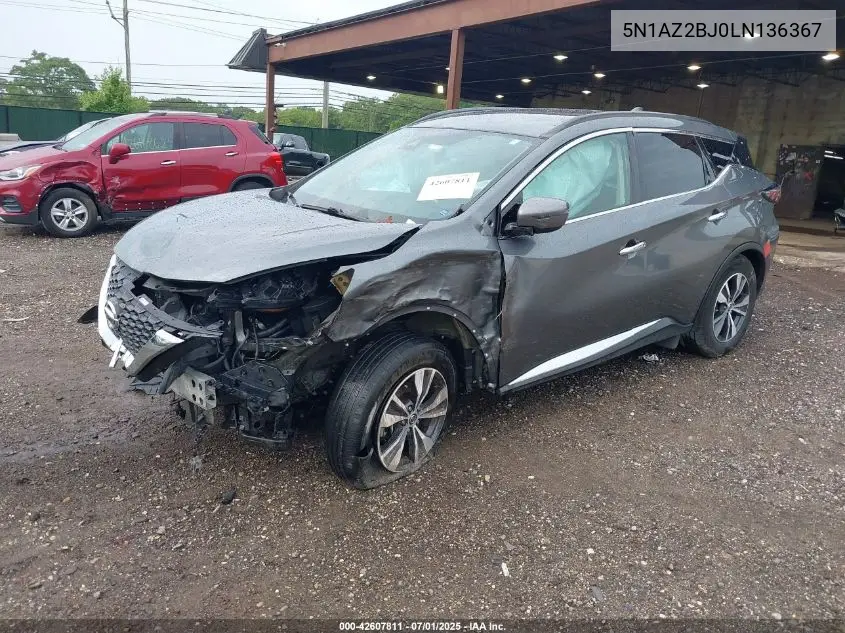 5N1AZ2BJ0LN136367 2020 Nissan Murano Sv Fwd